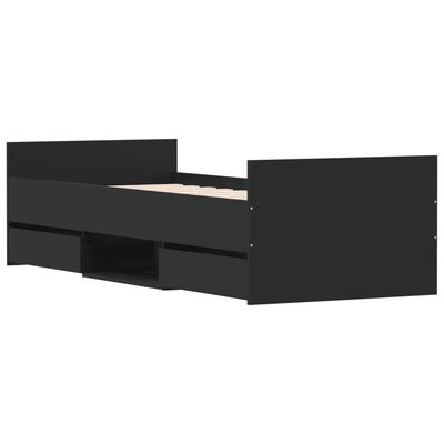 vidaXL Sängram med huvudgavel och fotgavel svart 75x190 cm