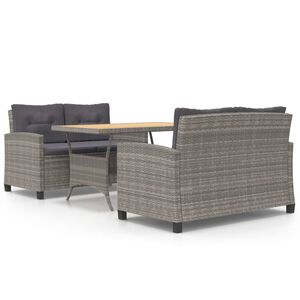 vidaXL Matgrupp f&ouml;r tr&auml;dg&aring;rden med dynor 3 delar konstrotting gr&aring;