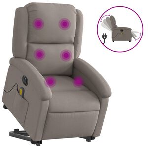 vidaXL Elektrisk massagef&aring;t&ouml;lj med uppresningshj&auml;lp taupe tyg