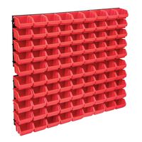 vidaXL Sortimentlådsats med väggpaneler 96 delar röd och svart