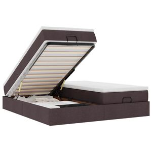 vidaXL Ottoman s&auml;ngram med madrasser m&ouml;rkbrun 200x200 cm tyg