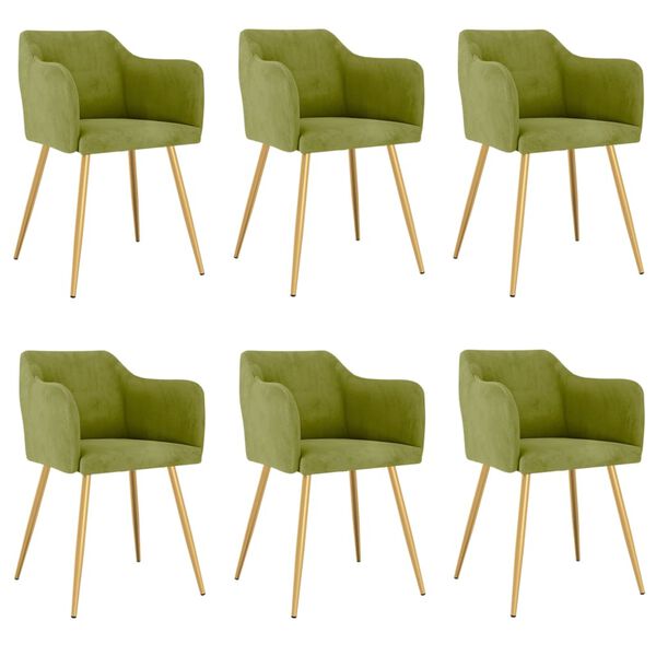 vidaXL Matstolar 6 st ljusgr&ouml;n sammet