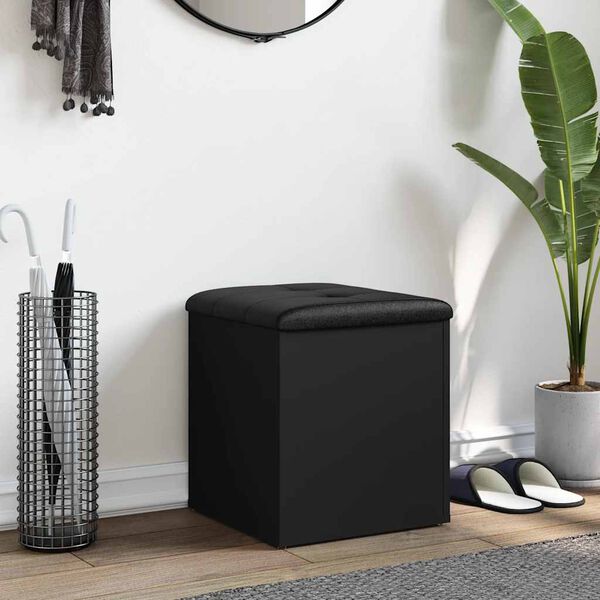 vidaXL F&ouml;rvaringsb&auml;nk svart 42x42x45 cm konstruerat tr&auml;