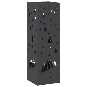 vidaXL Regn Paraplyst&auml;ll med lagring Svart 15,5 x 15,5 x 49 cm St&aring;l