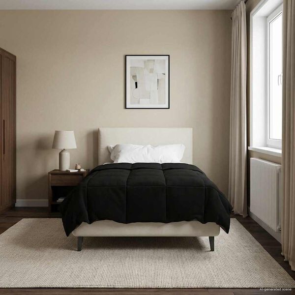 vidaXL Vinter T&auml;cke Quiltad Svart 135 x 220 cm Mikrofiber