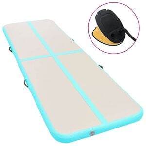 vidaXL Uppbl&aring;sbar gymnastikmatta med pump 300x100x10 cm PVC gr&ouml;n