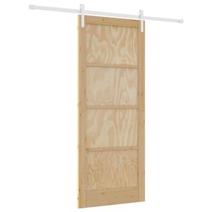 vidaXL Skjutd&ouml;rr Naturlig och vit 86 x 211 cm Massiv furu