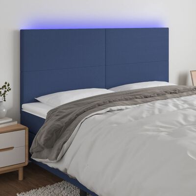 vidaXL Sänggavel LED blå 200x5x118/128 cm tyg