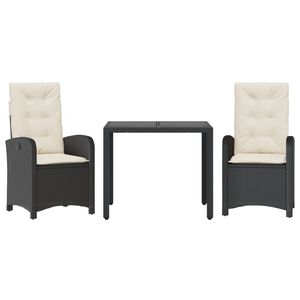 vidaXL Matgrupp f&ouml;r tr&auml;dg&aring;rden med dynor 5 delar svart konstrottning