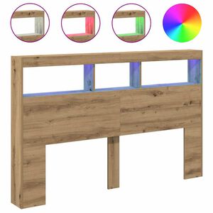 vidaXL Sk&aring;p till huvudgavel med LED Artisan ek 160x17x102 cm
