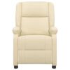 vidaXL Massagefåtölj med uppresningshjälp gräddvit äkta läder
