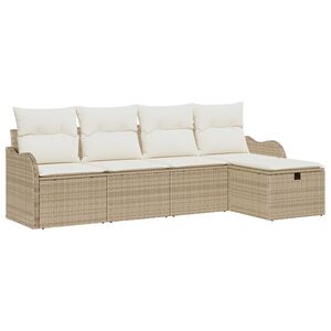 vidaXL Tr&auml;dg&aring;rdsoffset 5 pcs Beige och gr&auml;ddf&auml;rgad konstrotting