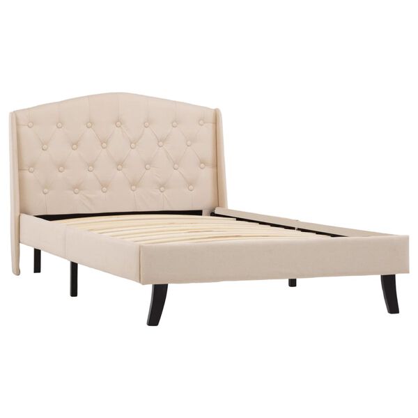 vidaXL Sängram gräddvit tyg 100 x 200 cm