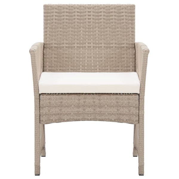 vidaXL Trädgårdsstolar med dynor 2 st beige konstrotting