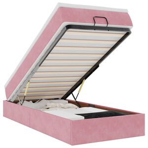 vidaXL Ottoman s&auml;ngram med madrass rosa 100x200 cm sammet