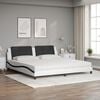 vidaXL Bed with Mattress "Zadar" White and Black 200x200 cm Faux Leather