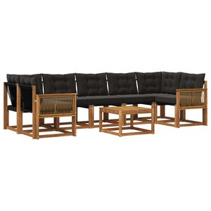 vidaXL Utomhussoffset med kudde 8 pcs Naturlig och svart