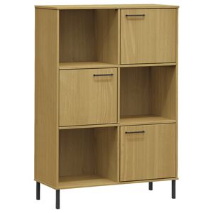 vidaXL Bokhylla med metallben OSLO brun 90x35x128,5 cm massivt tr&auml;