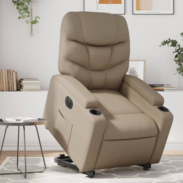 vidaXL Reclinerf&aring;t&ouml;lj med uppresningshj&auml;lp cappuccino konstl&auml;der