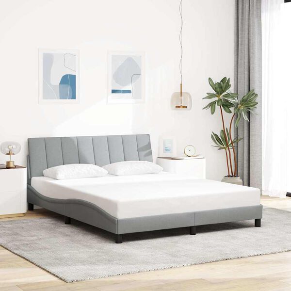 vidaXL Bed Frame without Mattress "Hanko" Light Grey 160x200 cm Fabric