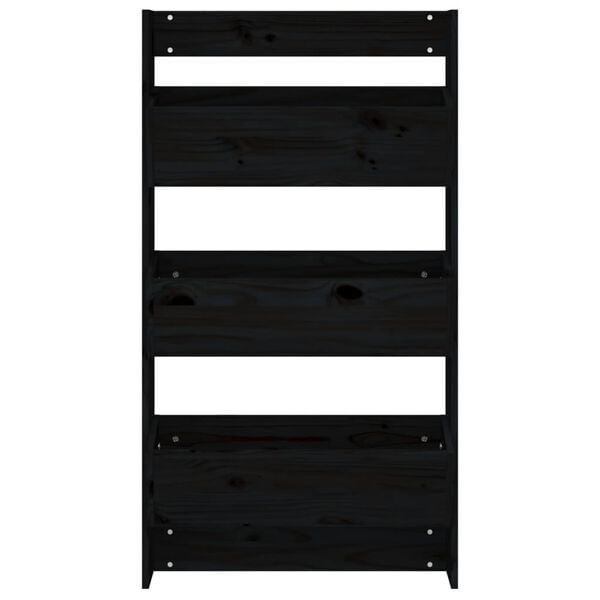 vidaXL Odlingslåda för vägg 3 nivåer 60x18,5x110 cm svart massiv furu