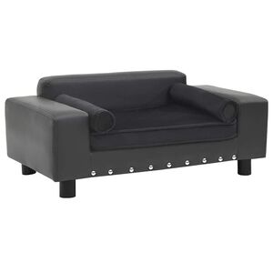 vidaXL Hundsoffa m&ouml;rkgr&aring; 81x43x31 cm plysch och konstl&auml;der