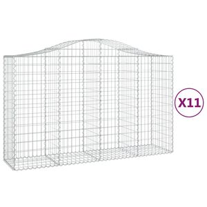 vidaXL Gabioner b&aring;gformade 11 st 200x50x120/140 cm galvaniserat j&auml;rn