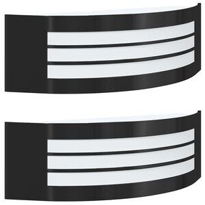 vidaXL Utomhus vägglampor 2 pcs Svart 32 x 10 x 10 cm Rostfritt stål