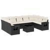 vidaXL Loungegrupp 10 delar med svarta dynor konstrotting
