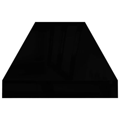 vidaXL Svävande vägghyllor 2 st svart högglans 90x23,5x3,8 cm MDF