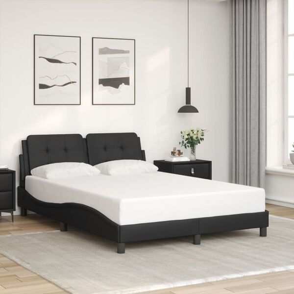 vidaXL Bed Frame without Mattress "Zadar" Black 140x190 cm Faux Leather
