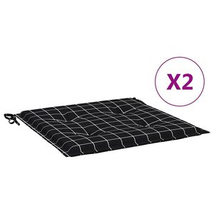 vidaXL Stolsdynor 2 st svartrutig 40x40x4 cm tyg