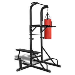 Power Tower med sit-up-b&auml;nk och boxning v&auml;ska