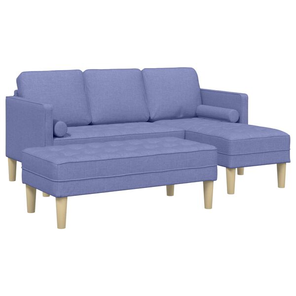 vidaXL Soffset med kudde 2 pcs Jeansbl&aring; Polyester