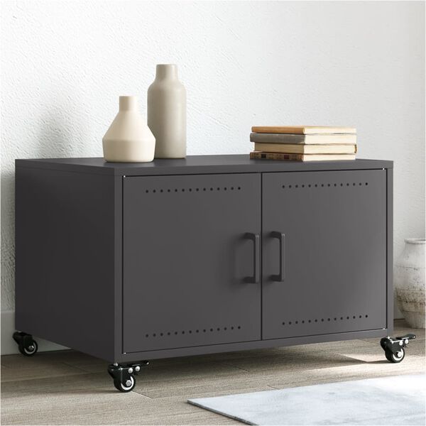 vidaXL Soffbord svart 68x50x43,5 cm stål