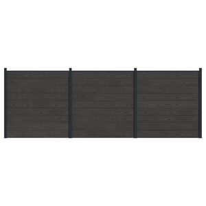 vidaXL St&auml;ngselpanel 3 pcs WPC och aluminium Svart