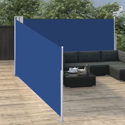 vidaXL Infällbar sidomarkis blå 140x1000 cm
