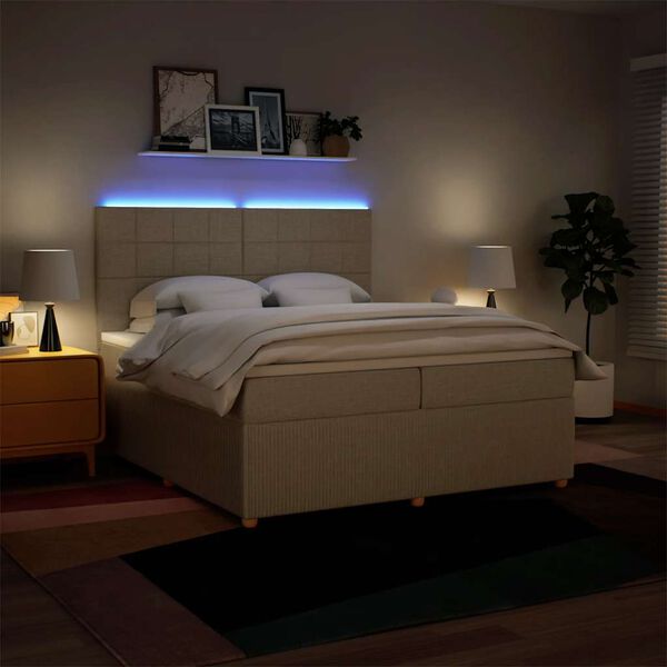 vidaXL Rams&auml;ng med madrass gr&auml;ddvit 200x200 cm tyg