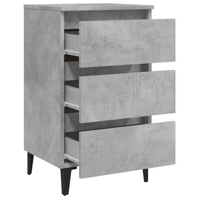 vidaXL Sängbord med metallben betonggrå 40x35x69 cm
