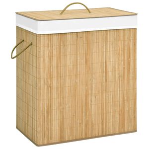 vidaXL Tv&auml;ttkorg bambu med 2 sektioner 100 L