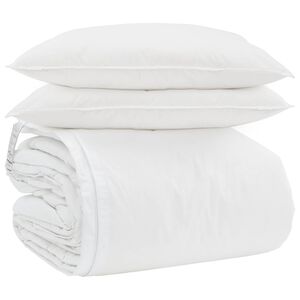 vidaXL T&auml;ckeset med kudde 3 pcs Vit Dunfj&auml;der