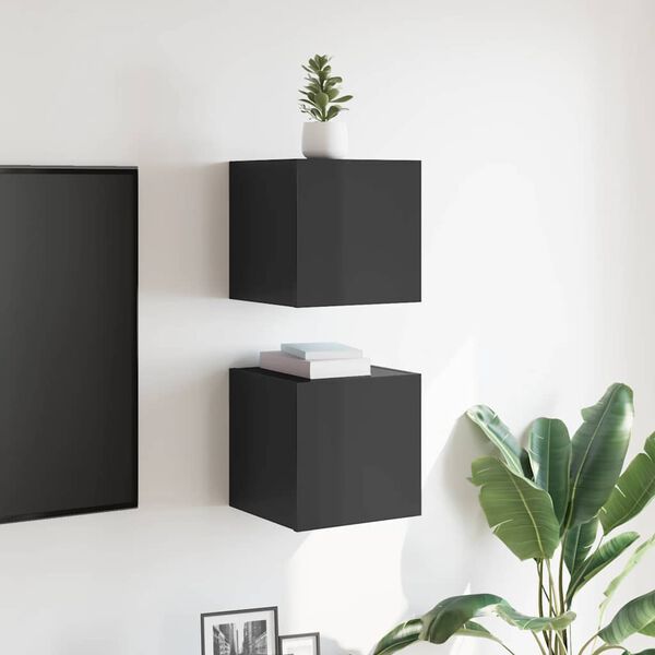 vidaXL V&auml;ggmonterade tv-sk&aring;p 2 st gr&aring; h&ouml;gglans 30,5x30x30 cm