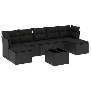vidaXL Loungegrupp f&ouml;r tr&auml;dg&aring;rden med dynor 8 delar svart konstrotting