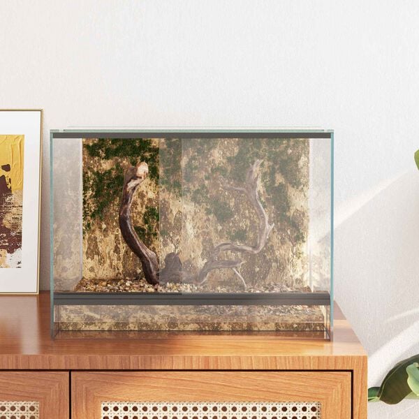 vidaXL Reptil- och amfibiehabitat med lagring Vit 40 x 30 x 30 cm Glas