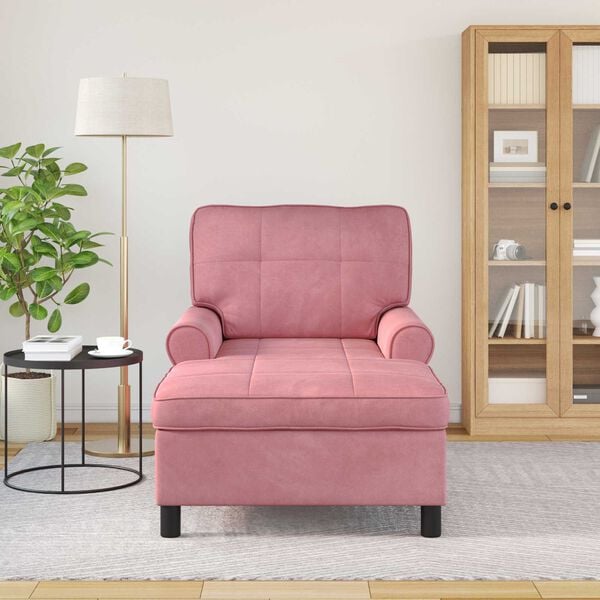 vidaXL Chaise Lounge med kudde Rosa 91 x 157 x 91 cm Sammet