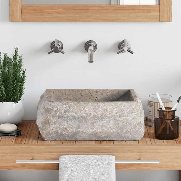 vidaXL Handfat gr&aring; 30x30x13 cm marmor