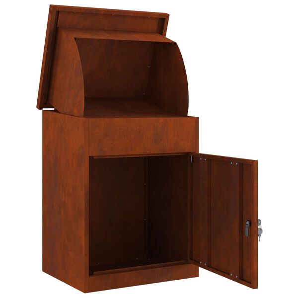 vidaXL Paketbox med d&ouml;rr Rostig 47.5 x 38 x 59 cm V&auml;derbest&auml;ndig st&aring;l