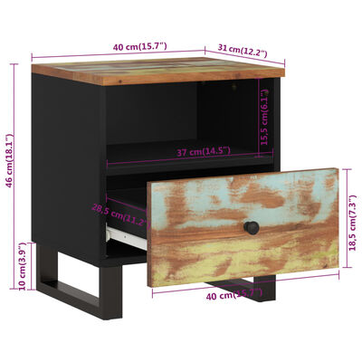 vidaXL Sängbord massivt återvunnet och konstruerat trä