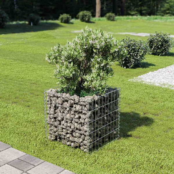 vidaXL Planteringsgabion upph&ouml;jd galvaniserat st&aring;l 50x50x50 cm