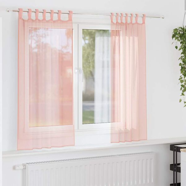 vidaXL Voile gardiner med &ouml;glor 2 st rosa 140x175 cm